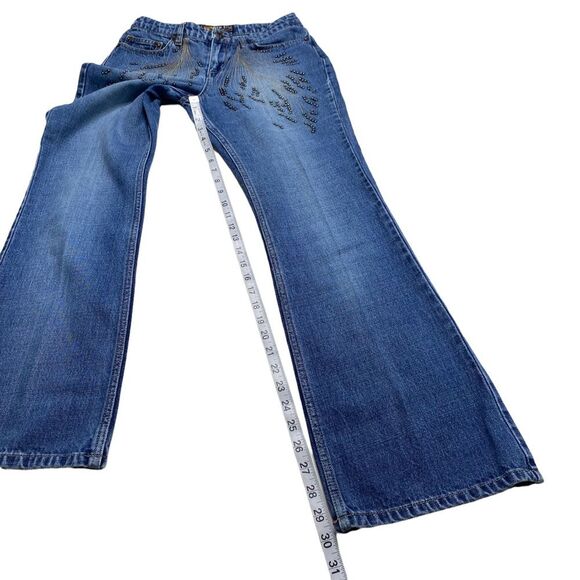Vintage Route 66 Low Rise Embellished Beaded Embroidered Blue Jeans Sz 4 - Picture 11 of 16